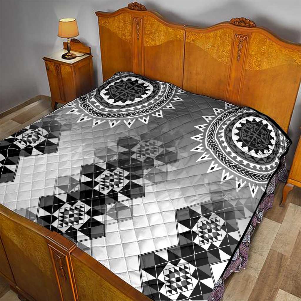 New Zealand Quilt Poutama Mix Gray Taniko Inspired Art LT05