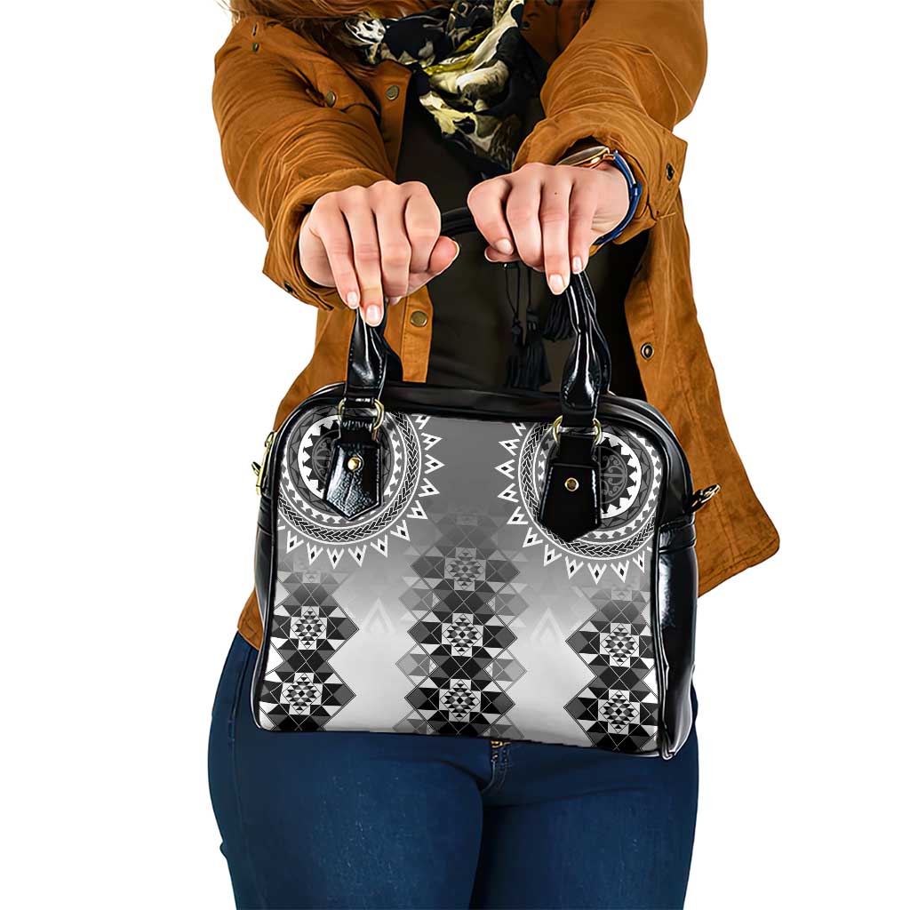 New Zealand Shoulder Handbag Poutama Mix Gray Taniko Inspired Art LT05 One Size Gray - Polynesian Pride