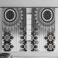 New Zealand Window Curtain Poutama Mix Gray Taniko Inspired Art LT05