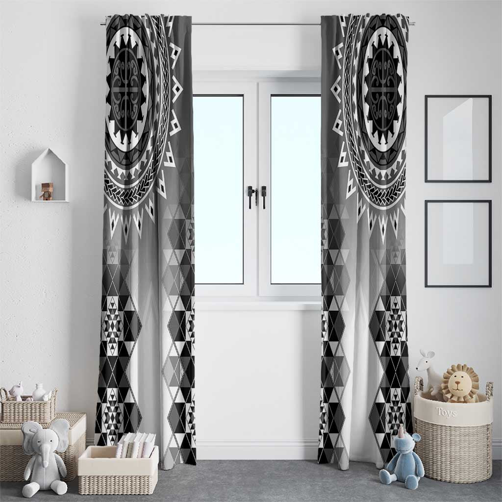 New Zealand Window Curtain Poutama Mix Gray Taniko Inspired Art LT05