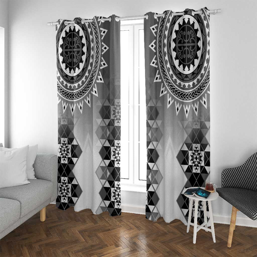 New Zealand Window Curtain Poutama Mix Gray Taniko Inspired Art LT05