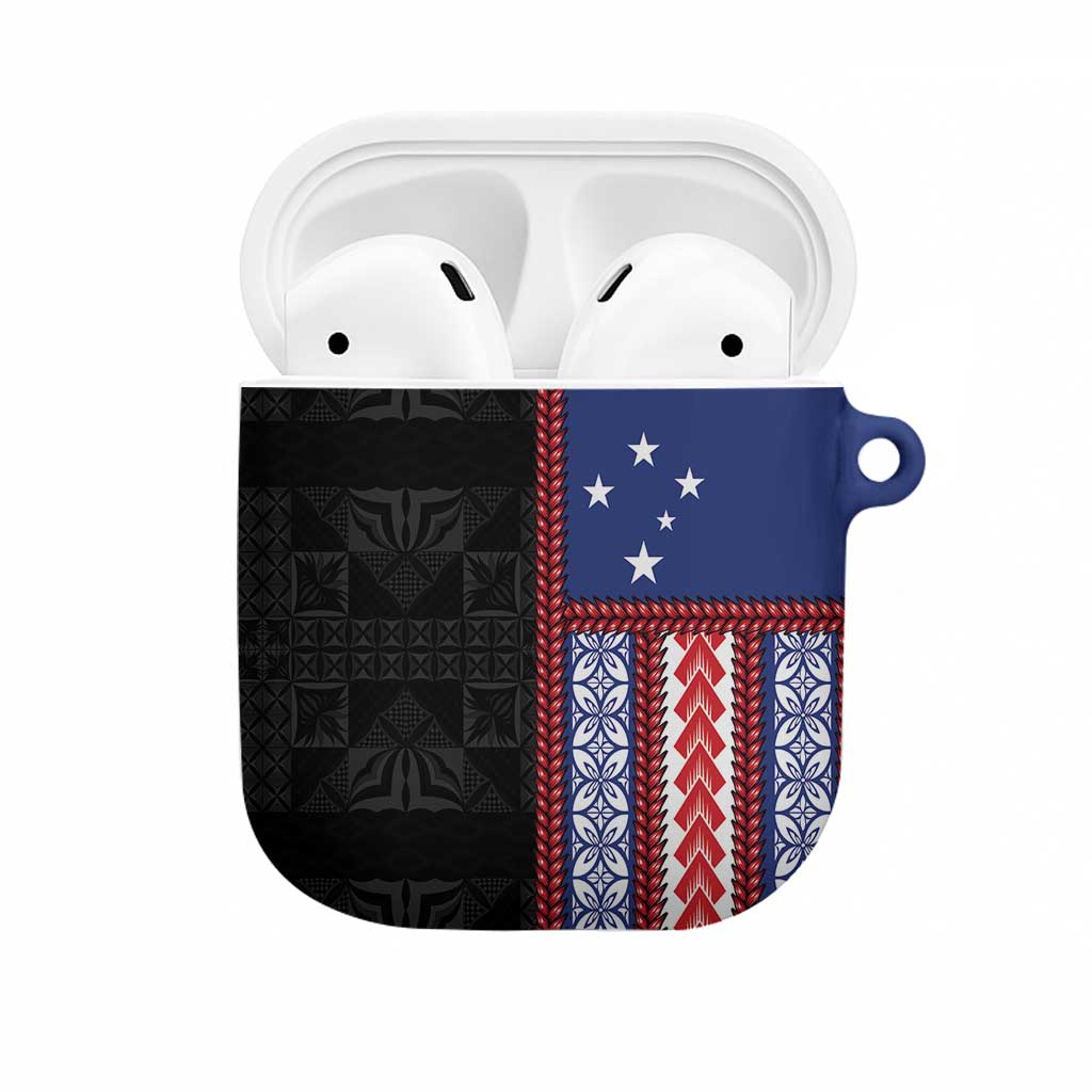 Samoa Flag AirPods Case Ula Fala With Samoan Siapo LT05 Black - Polynesian Pride