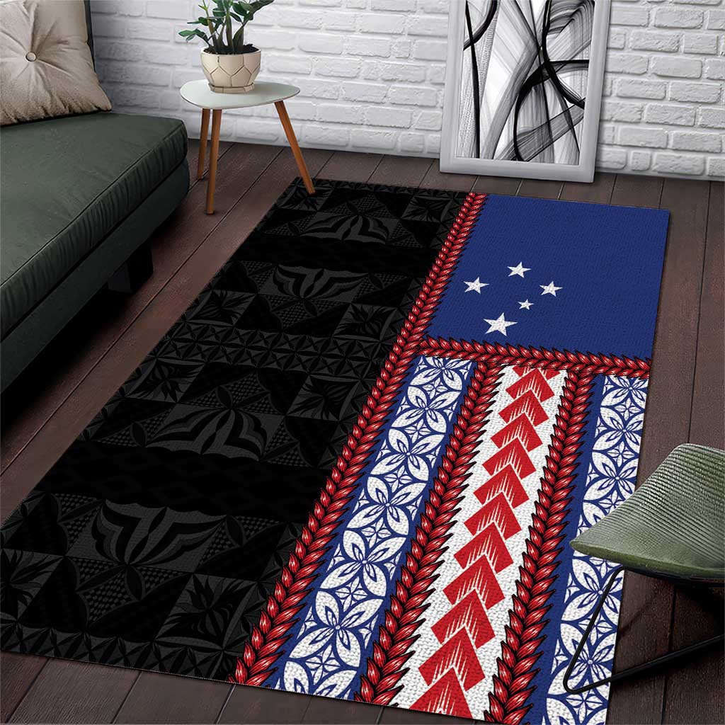 Samoa Flag Area Rug Ula Fala With Samoan Siapo - Polynesian Pride