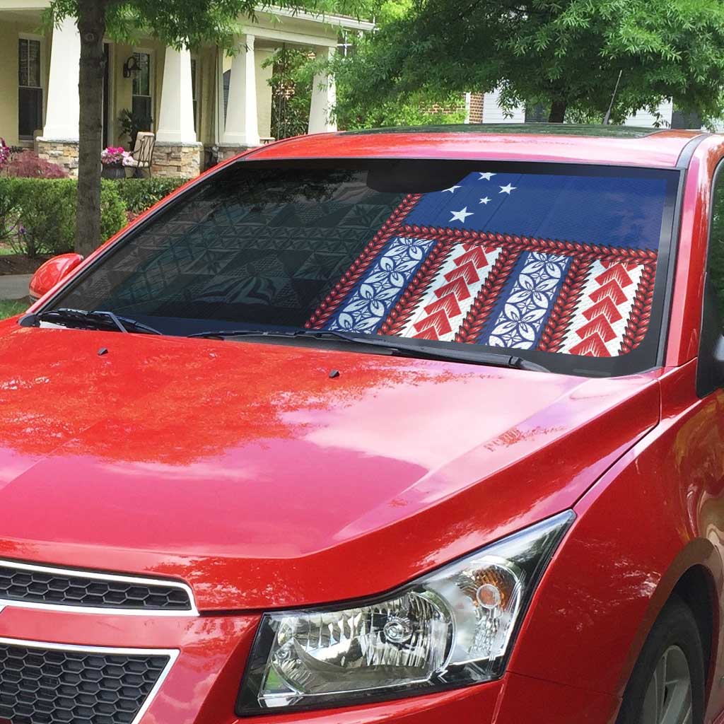Samoa Flag Auto Sun Shade Ula Fala With Samoan Siapo - Polynesian Pride