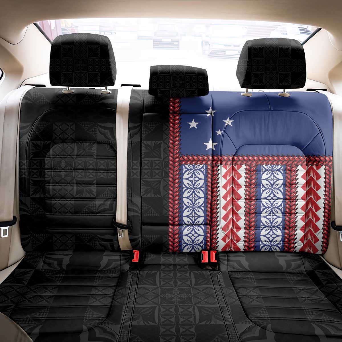 Samoa Flag Back Car Seat Cover Ula Fala With Samoan Siapo - Polynesian Pride