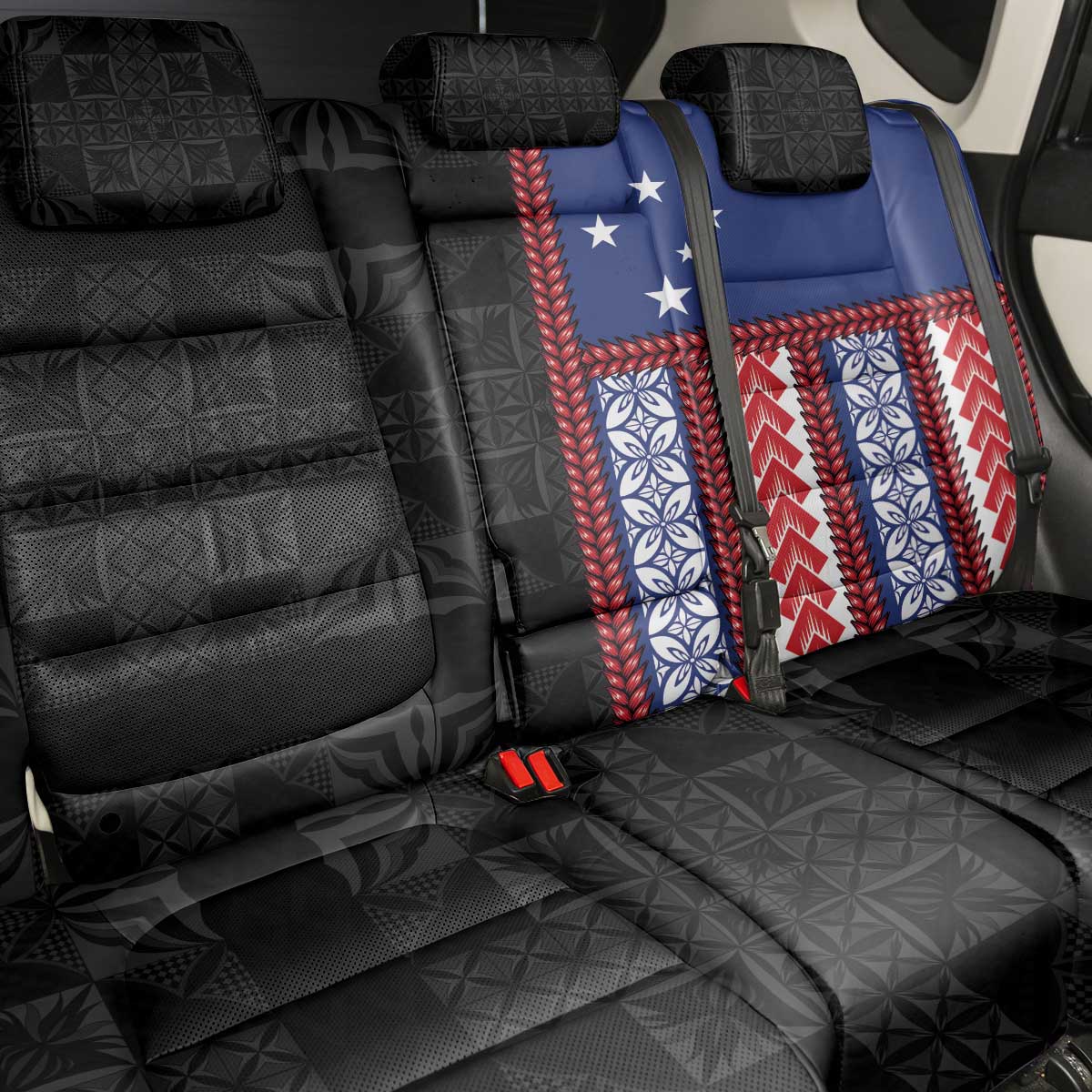 Samoa Flag Back Car Seat Cover Ula Fala With Samoan Siapo - Polynesian Pride