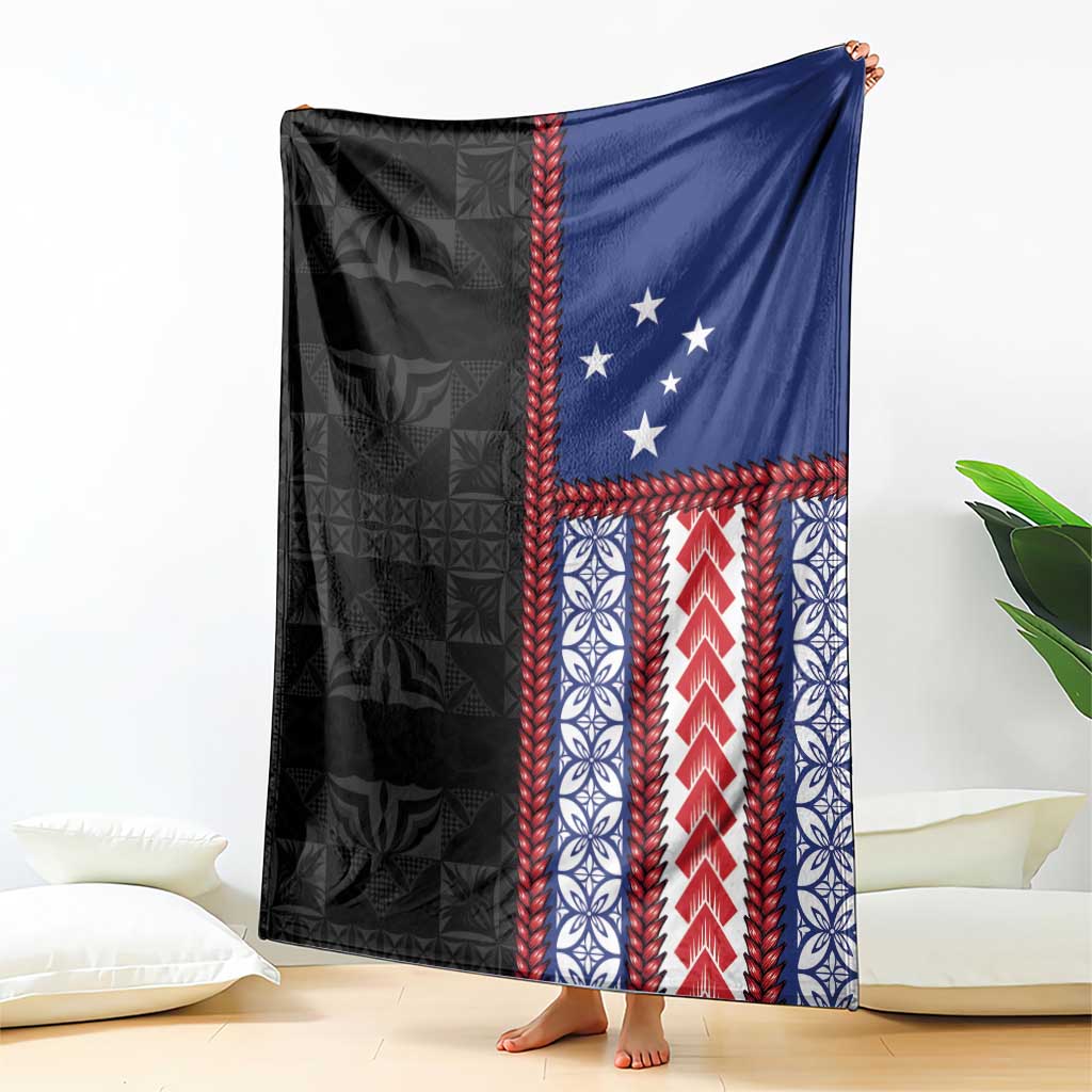Samoa Flag Blanket Ula Fala With Samoan Siapo - Polynesian Pride