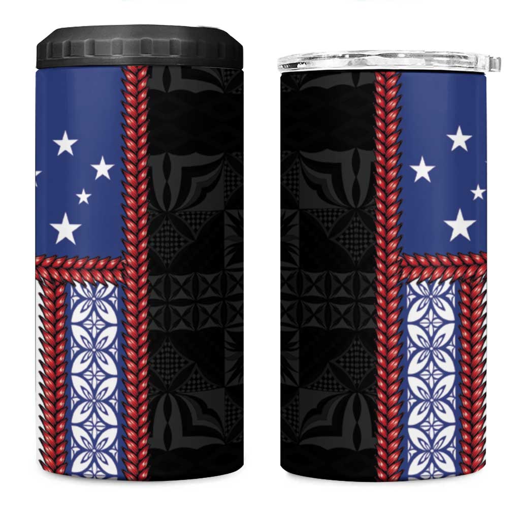 Samoa Flag 4 in 1 Can Cooler Tumbler Ula Fala With Samoan Siapo - Polynesian Pride