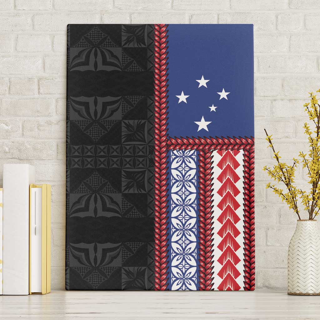 Samoa Flag Canvas Wall Art Ula Fala With Samoan Siapo - Polynesian Pride