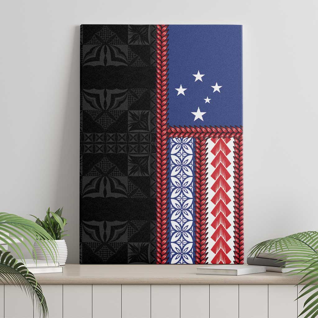 Samoa Flag Canvas Wall Art Ula Fala With Samoan Siapo - Polynesian Pride