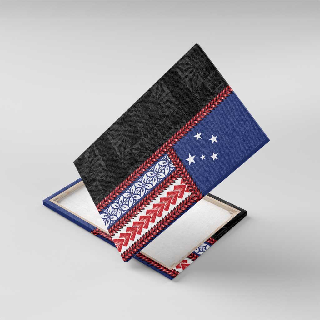 Samoa Flag Canvas Wall Art Ula Fala With Samoan Siapo - Polynesian Pride