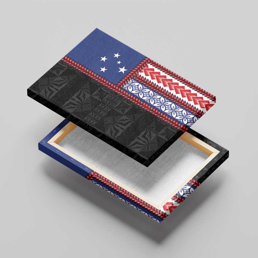 Samoa Flag Canvas Wall Art Ula Fala With Samoan Siapo - Polynesian Pride