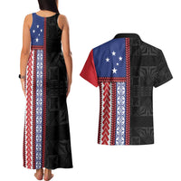 Samoa Flag Couples Matching Tank Maxi Dress and Hawaiian Shirt Ula Fala With Samoan Siapo - Polynesian Pride