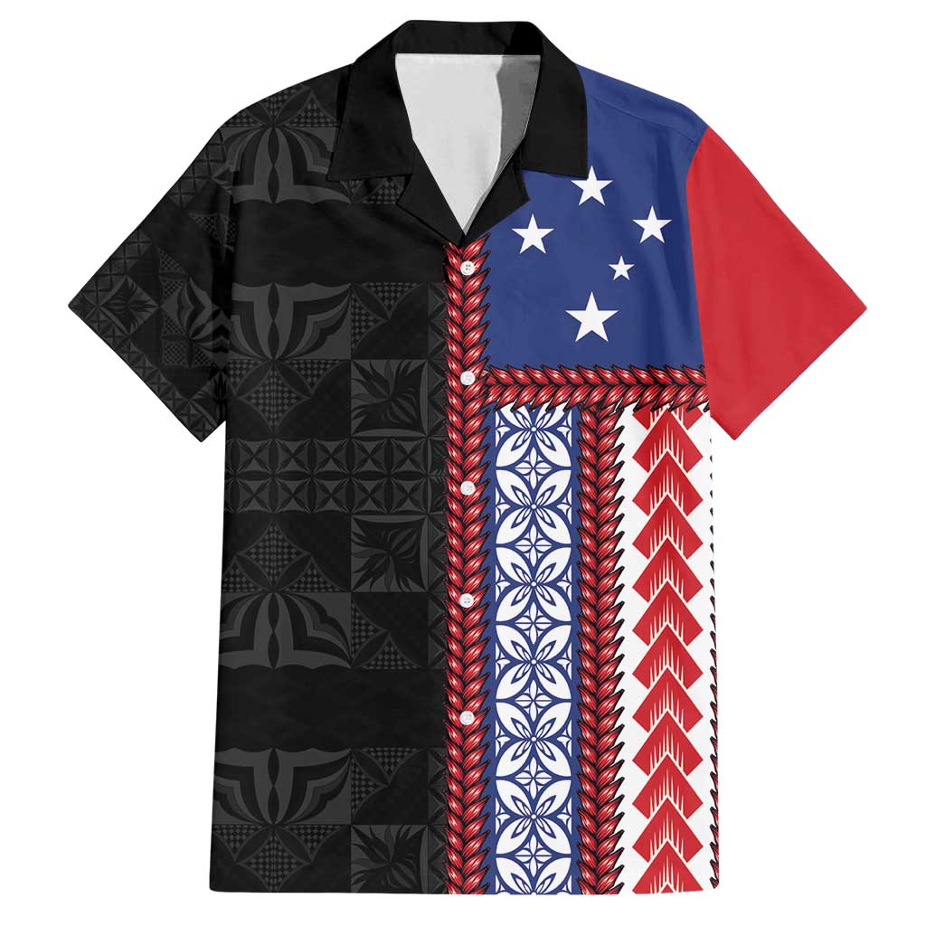 Samoa Flag Family Matching Long Sleeve Bodycon Dress and Hawaiian Shirt Ula Fala With Samoan Siapo - Polynesian Pride