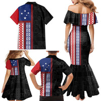Samoa Flag Family Matching Mermaid Dress and Hawaiian Shirt Ula Fala With Samoan Siapo - Polynesian Pride