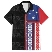 Samoa Flag Family Matching Off The Shoulder Long Sleeve Dress and Hawaiian Shirt Ula Fala With Samoan Siapo - Polynesian Pride