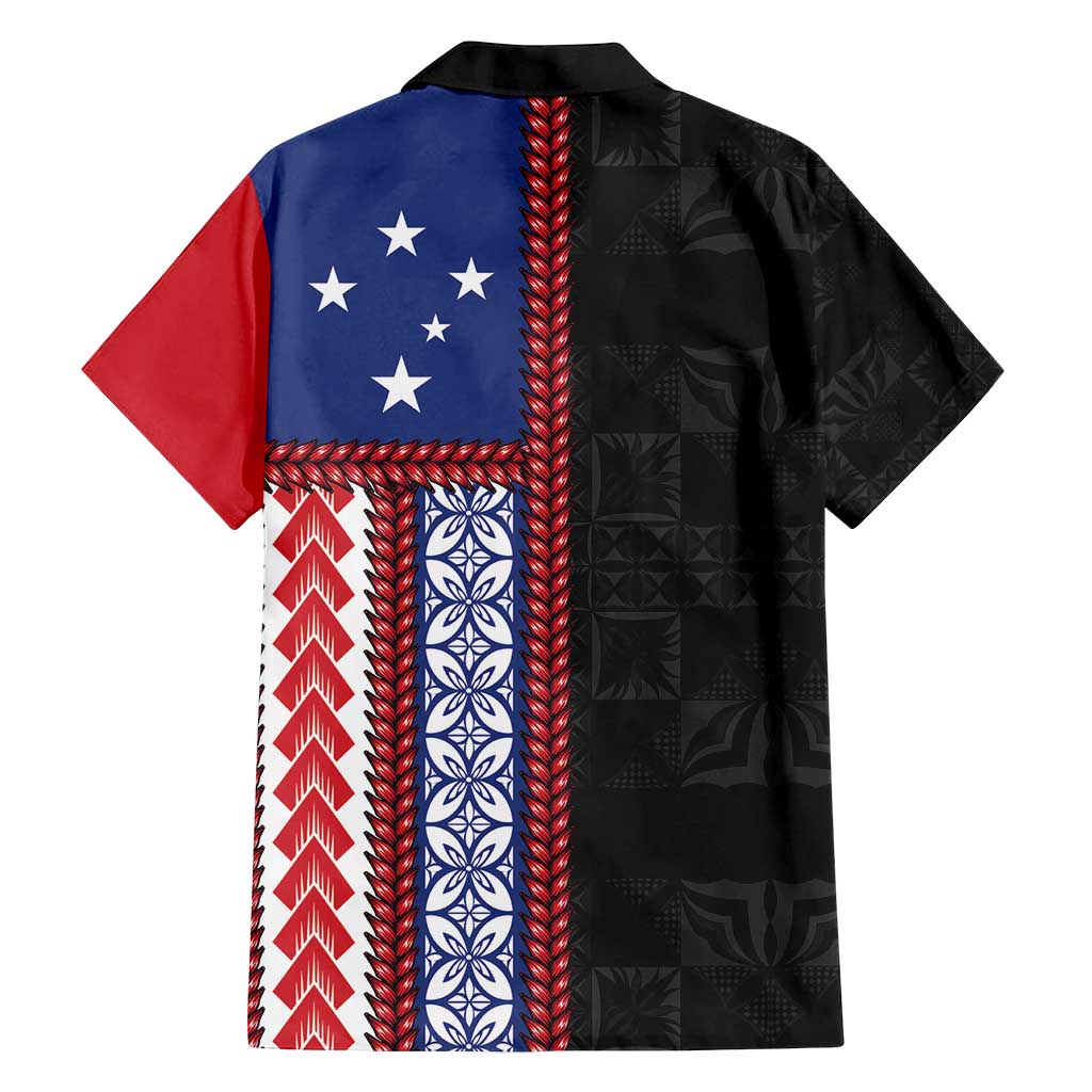 Samoa Flag Family Matching Off Shoulder Maxi Dress and Hawaiian Shirt Ula Fala With Samoan Siapo - Polynesian Pride
