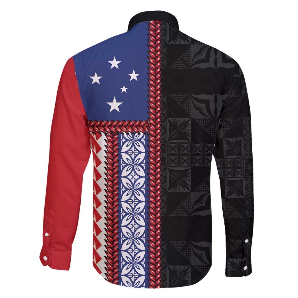 Samoa Flag Family Matching Off Shoulder Maxi Dress and Hawaiian Shirt Ula Fala With Samoan Siapo - Polynesian Pride