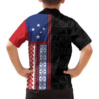 Samoa Flag Family Matching Off Shoulder Short Dress and Hawaiian Shirt Ula Fala With Samoan Siapo - Polynesian Pride