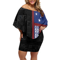 Samoa Flag Family Matching Off Shoulder Short Dress and Hawaiian Shirt Ula Fala With Samoan Siapo - Polynesian Pride