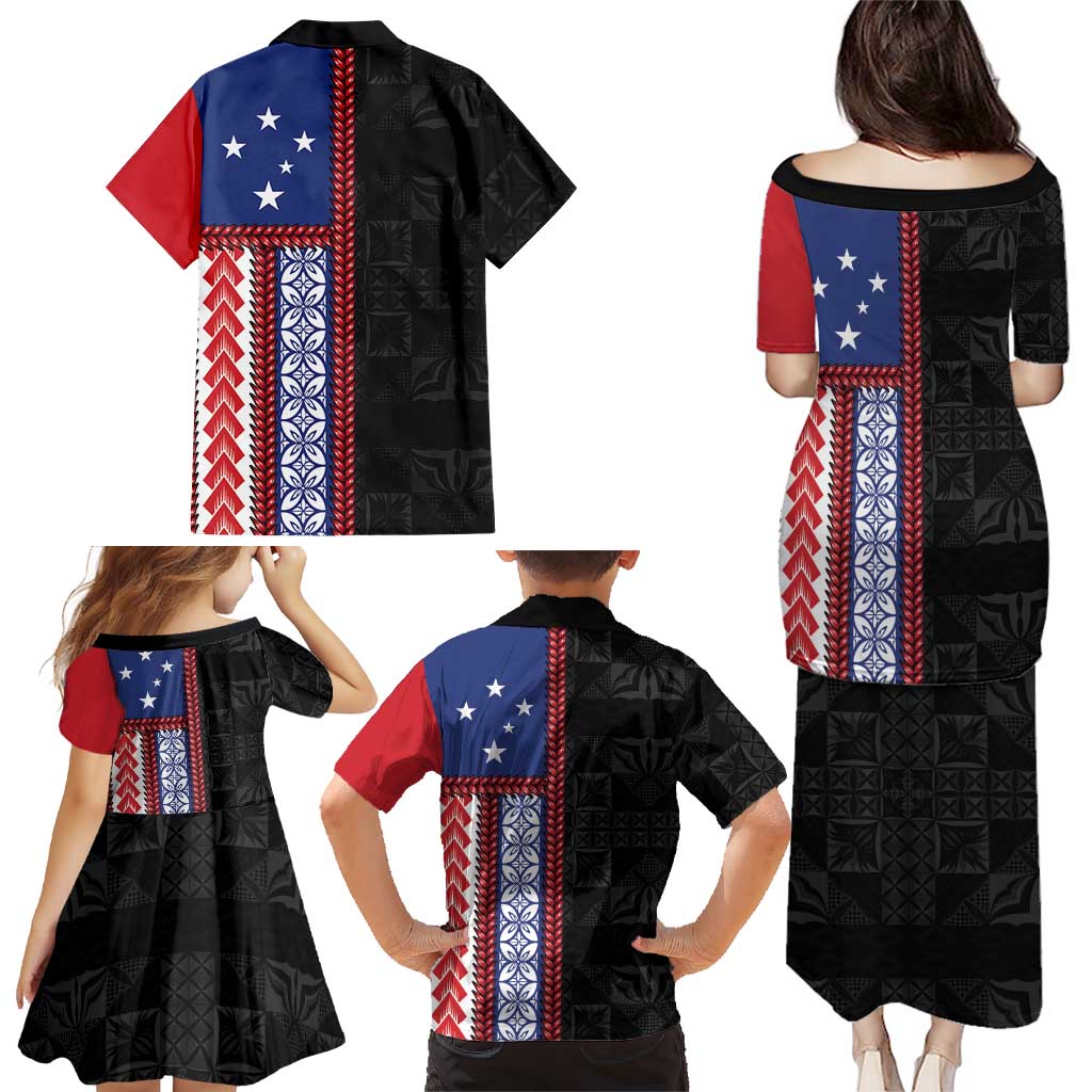 Samoa Flag Family Matching Puletasi and Hawaiian Shirt Ula Fala With Samoan Siapo - Polynesian Pride