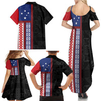 Samoa Flag Family Matching Summer Maxi Dress and Hawaiian Shirt Ula Fala With Samoan Siapo - Polynesian Pride