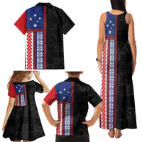 Samoa Flag Family Matching Tank Maxi Dress and Hawaiian Shirt Ula Fala With Samoan Siapo - Polynesian Pride