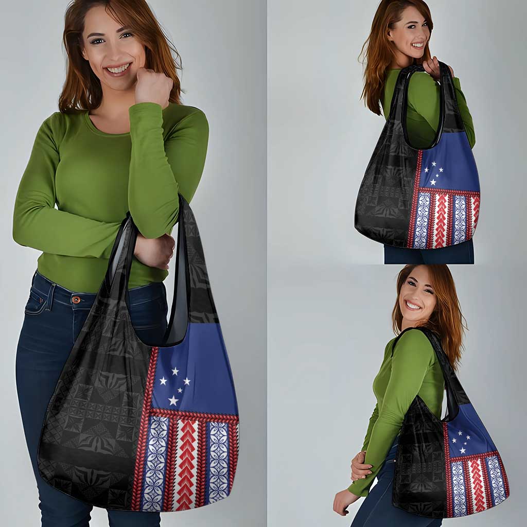 Samoa Flag Grocery Bag Ula Fala With Samoan Siapo - Polynesian Pride