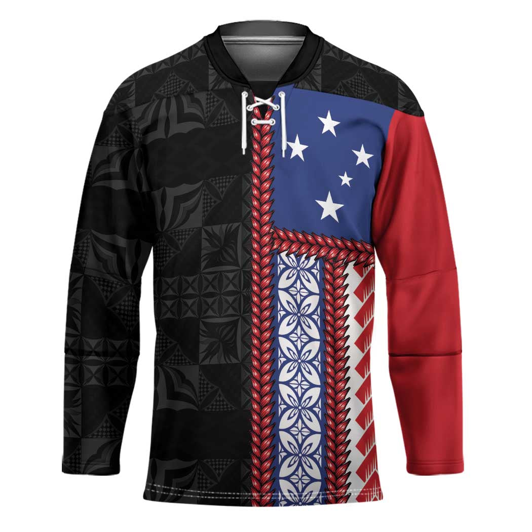Samoa Flag Hockey Jersey Ula Fala With Samoan Siapo - Polynesian Pride