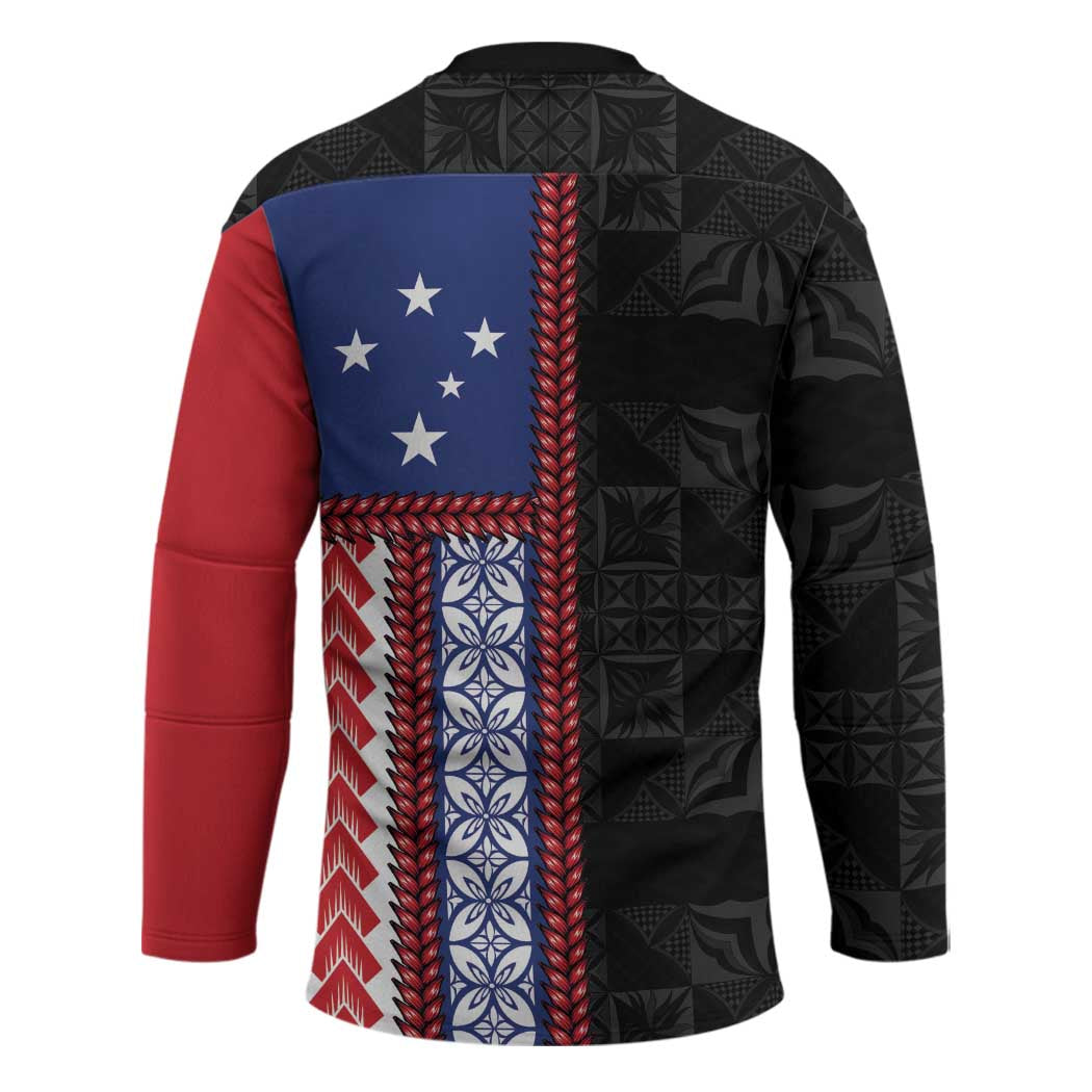 Samoa Flag Hockey Jersey Ula Fala With Samoan Siapo - Polynesian Pride