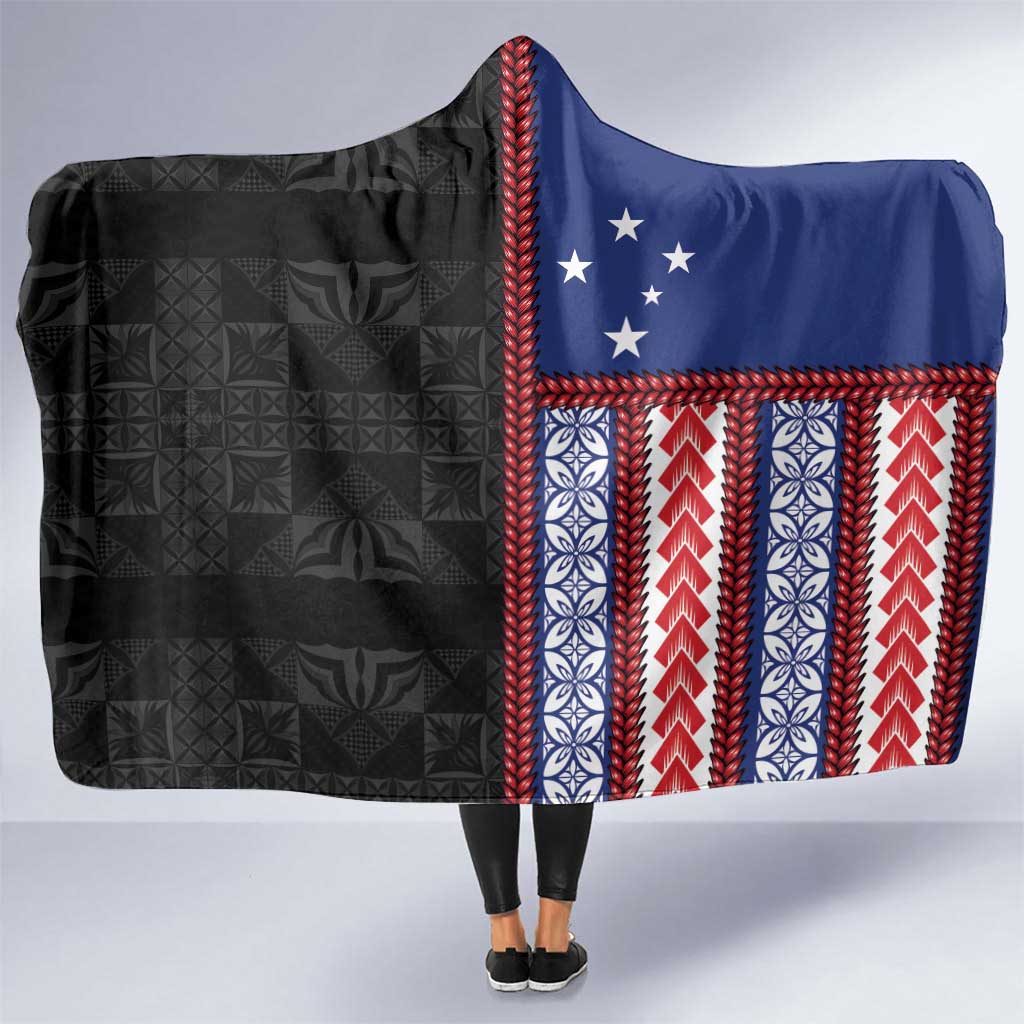 Samoa Flag Hooded Blanket Ula Fala With Samoan Siapo - Polynesian Pride