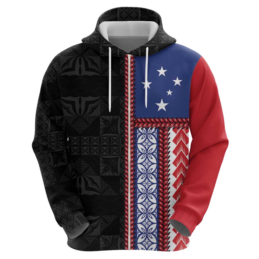 Samoa Flag Hoodie Ula Fala With Samoan Siapo LT05 - Polynesian Pride