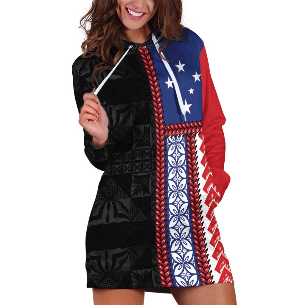 Samoa Flag Hoodie Dress Ula Fala With Samoan Siapo - Polynesian Pride