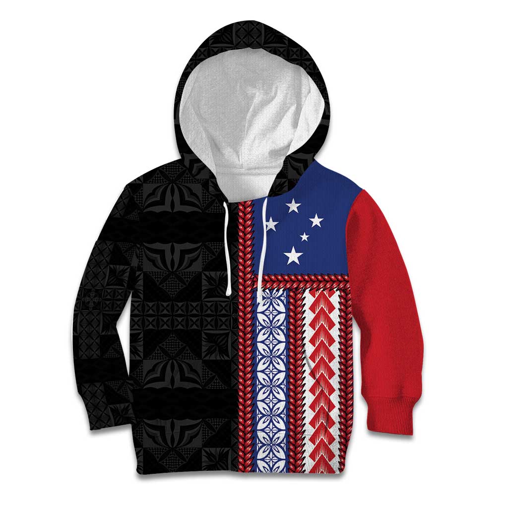 Samoa Flag Kid Hoodie Ula Fala With Samoan Siapo LT05 Hoodie Black - Polynesian Pride