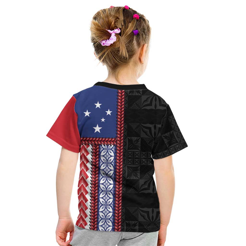 Samoa Flag Kid T Shirt Ula Fala With Samoan Siapo LT05 - Polynesian Pride