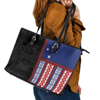 Samoa Flag Leather Tote Bag Ula Fala With Samoan Siapo LT05 - Polynesian Pride