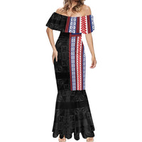 Samoa Flag Mermaid Dress Ula Fala With Samoan Siapo - Polynesian Pride