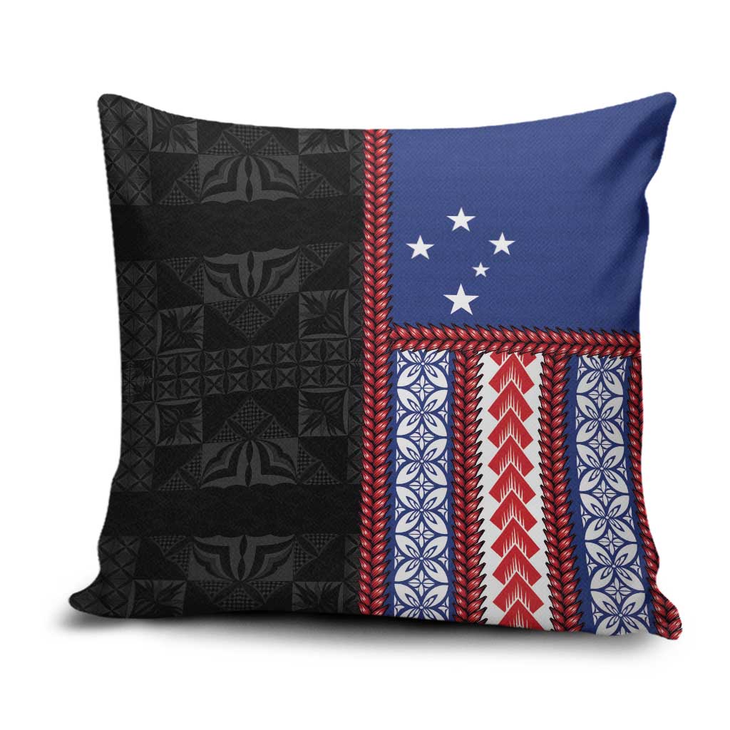 Samoa Flag Pillow Cover Ula Fala With Samoan Siapo - Polynesian Pride