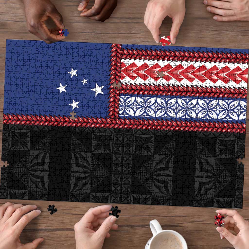 Samoa Flag Puzzle Ula Fala With Samoan Siapo - Polynesian Pride