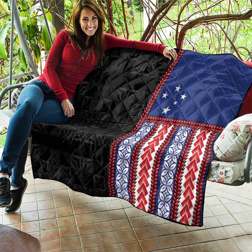 Samoa Flag Quilt Ula Fala With Samoan Siapo - Polynesian Pride