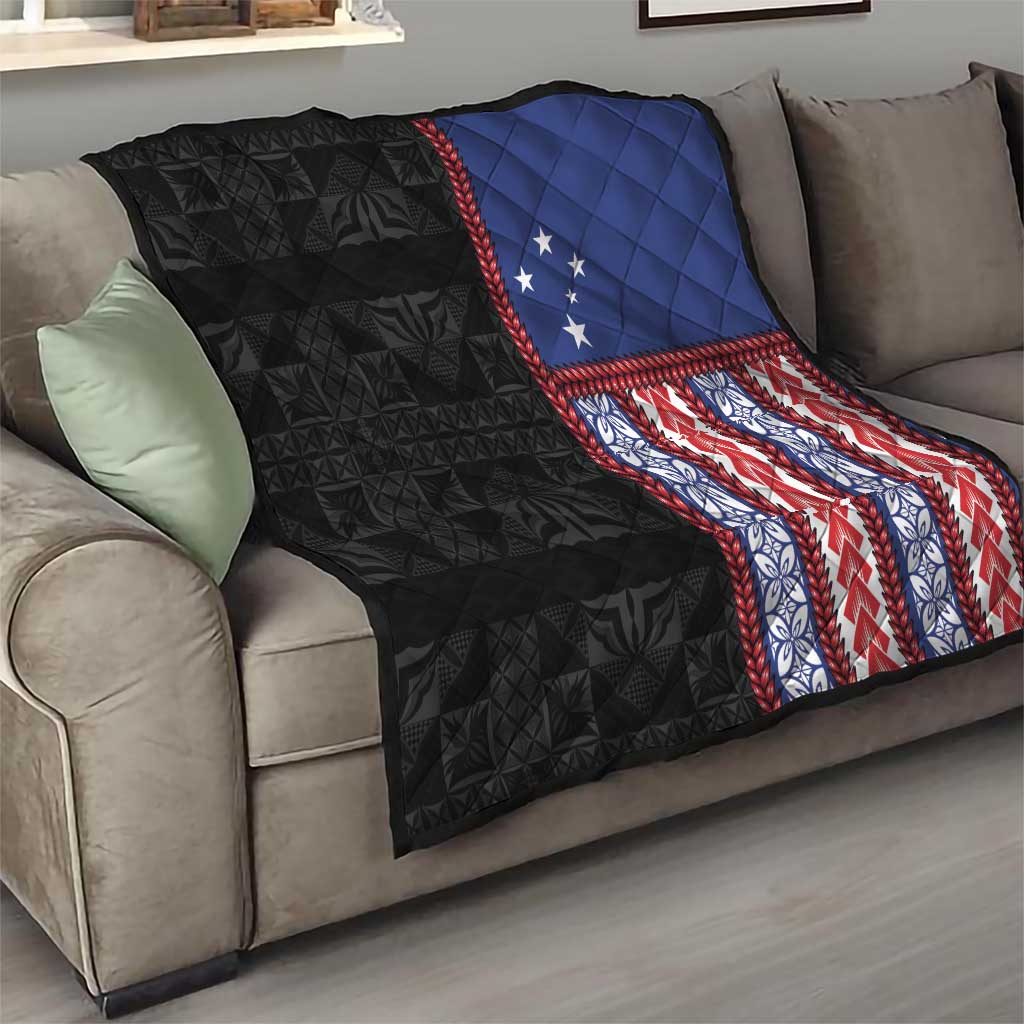 Samoa Flag Quilt Ula Fala With Samoan Siapo - Polynesian Pride