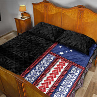 Samoa Flag Quilt Bed Set Ula Fala With Samoan Siapo - Polynesian Pride
