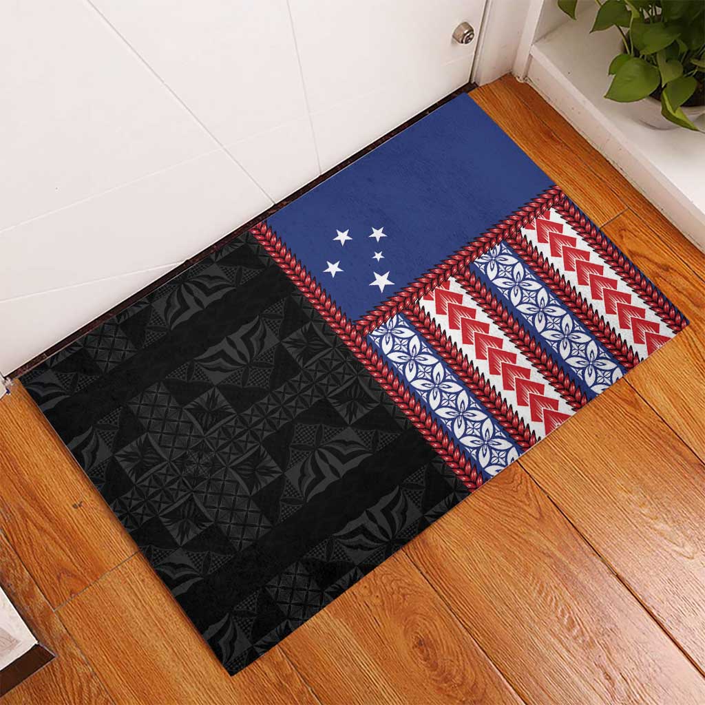 Samoa Flag Rubber Doormat Ula Fala With Samoan Siapo - Polynesian Pride
