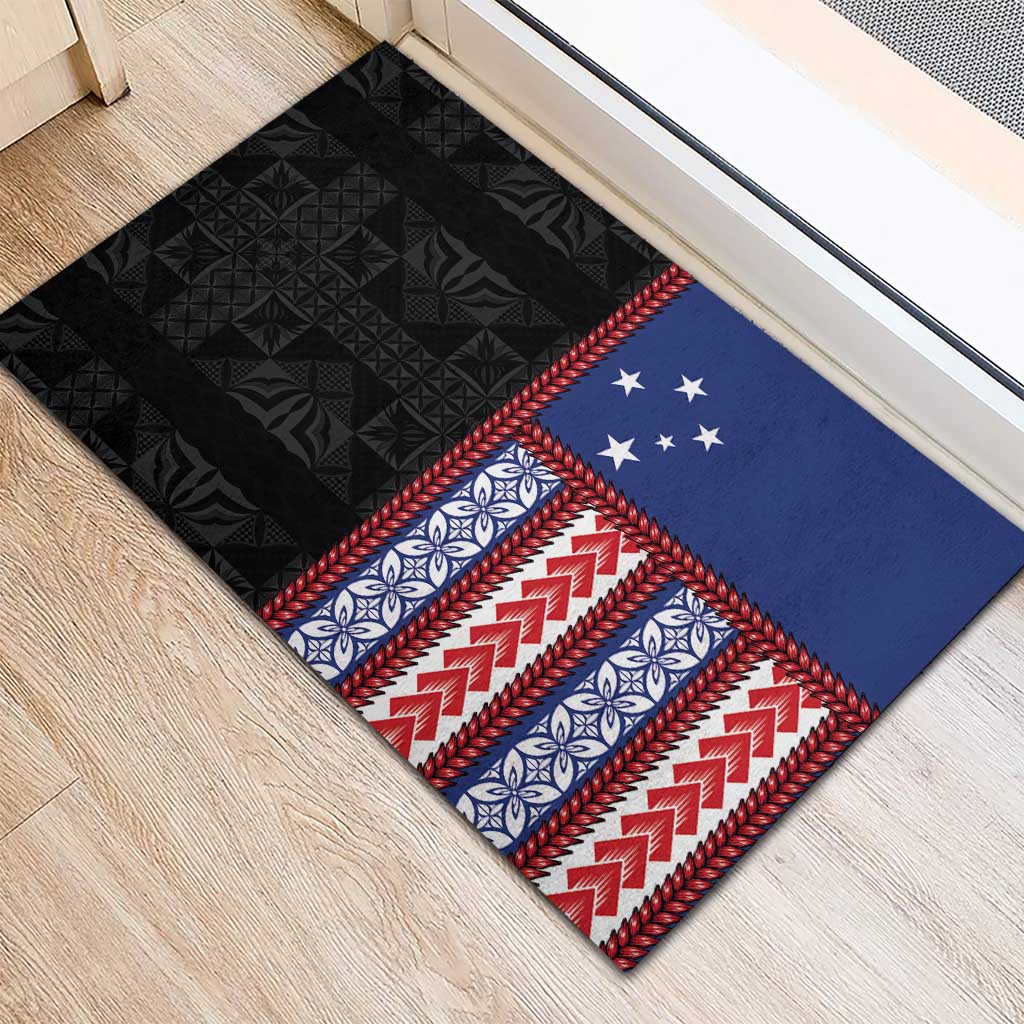 Samoa Flag Rubber Doormat Ula Fala With Samoan Siapo - Polynesian Pride
