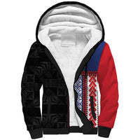 Samoa Flag Sherpa Hoodie Ula Fala With Samoan Siapo - Polynesian Pride