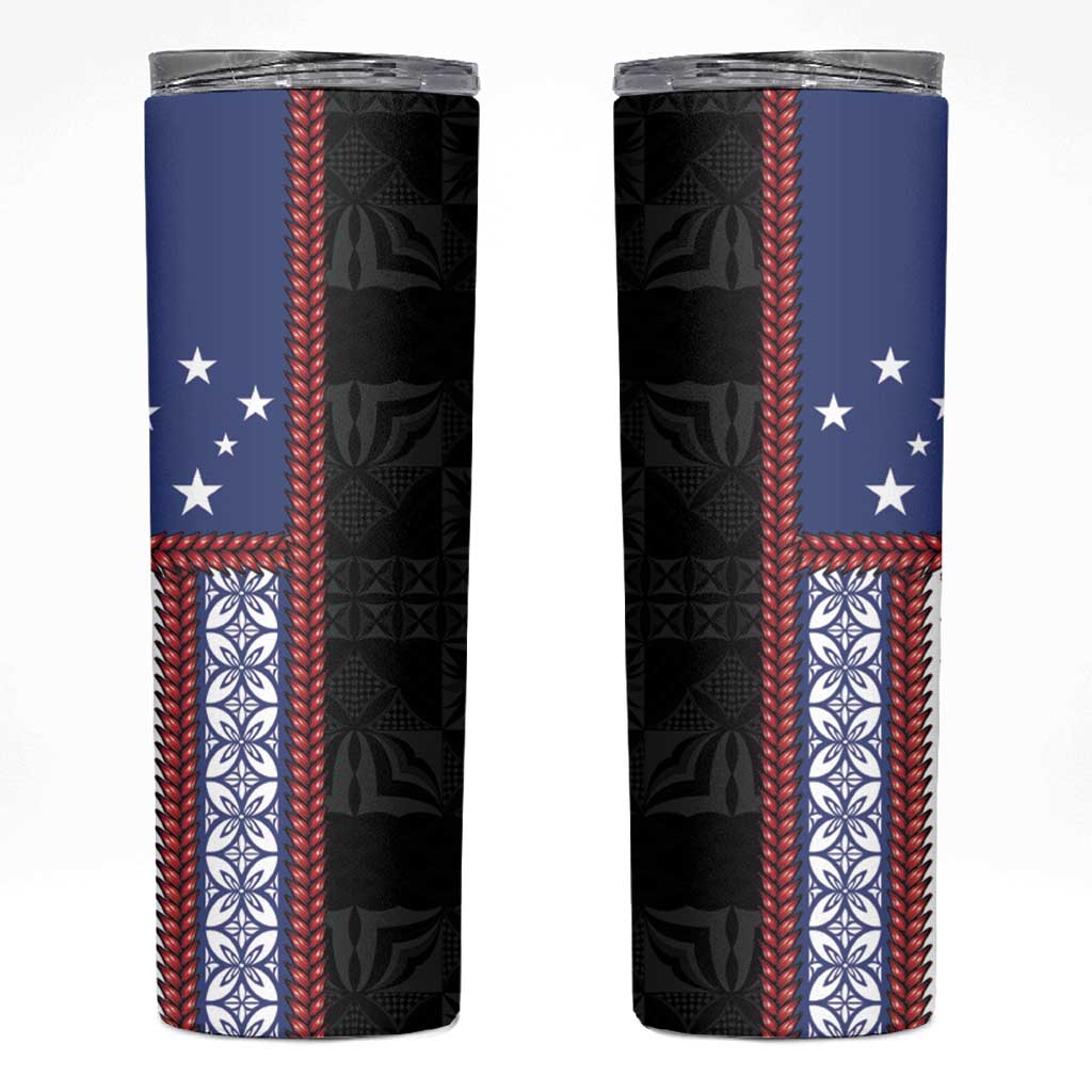 Samoa Flag Skinny Tumbler Ula Fala With Samoan Siapo - Polynesian Pride