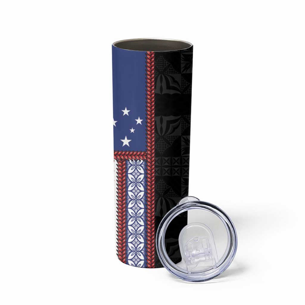 Samoa Flag Skinny Tumbler Ula Fala With Samoan Siapo - Polynesian Pride