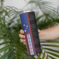 Samoa Flag Skinny Tumbler Ula Fala With Samoan Siapo - Polynesian Pride