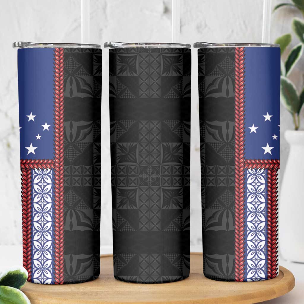 Samoa Flag Skinny Tumbler Ula Fala With Samoan Siapo - Polynesian Pride