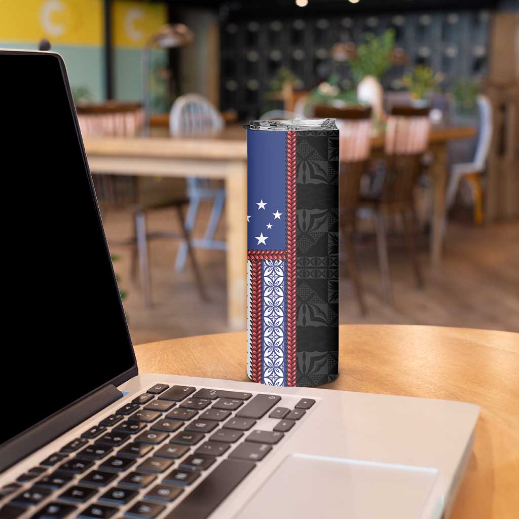 Samoa Flag Skinny Tumbler Ula Fala With Samoan Siapo - Polynesian Pride